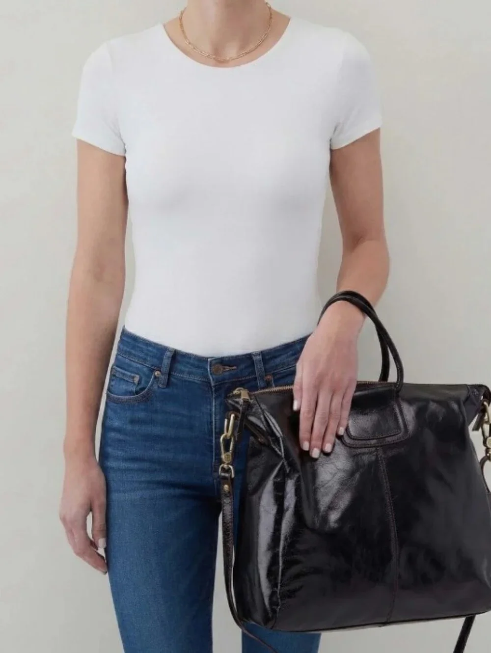 NWT Hobo Sheila Large Satchel - Polished Black